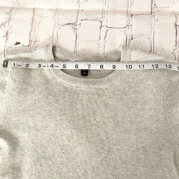 Express Gray Peplum Crew Neck Ruffle Hem Sweater S Office Wear Casual - Picture 4 of 9